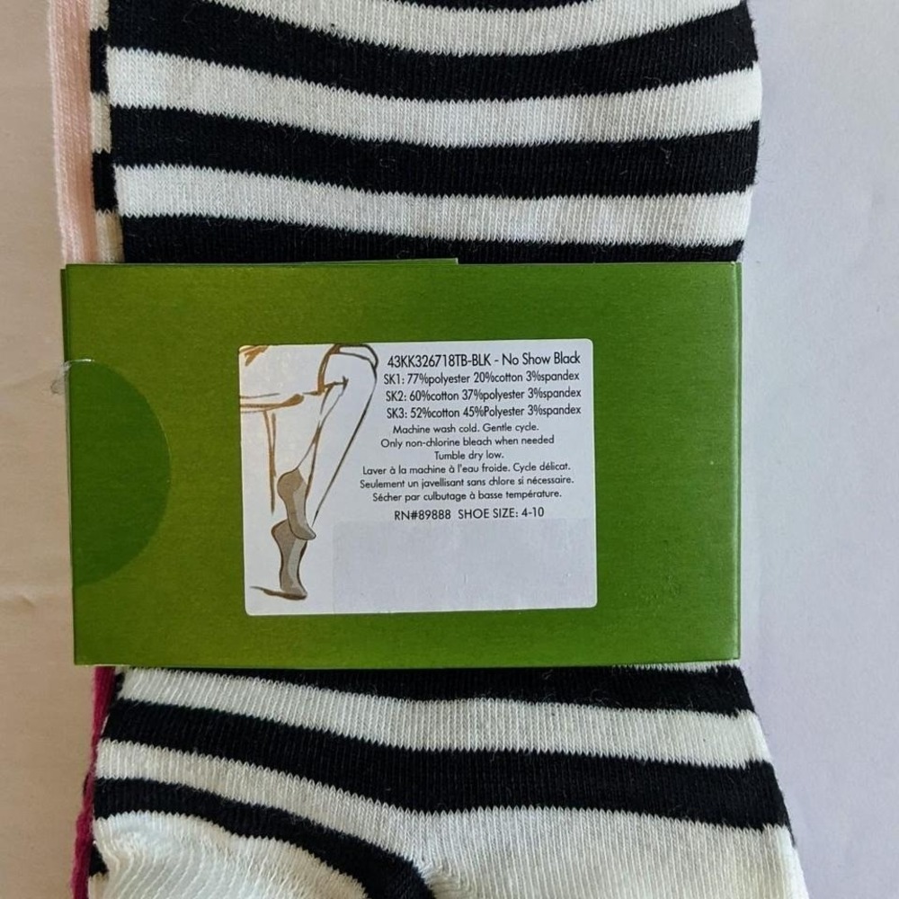 Kate Spade‎ New York Package of three pairs no-show socks New Flowers Stripes - Picture 3 of 4